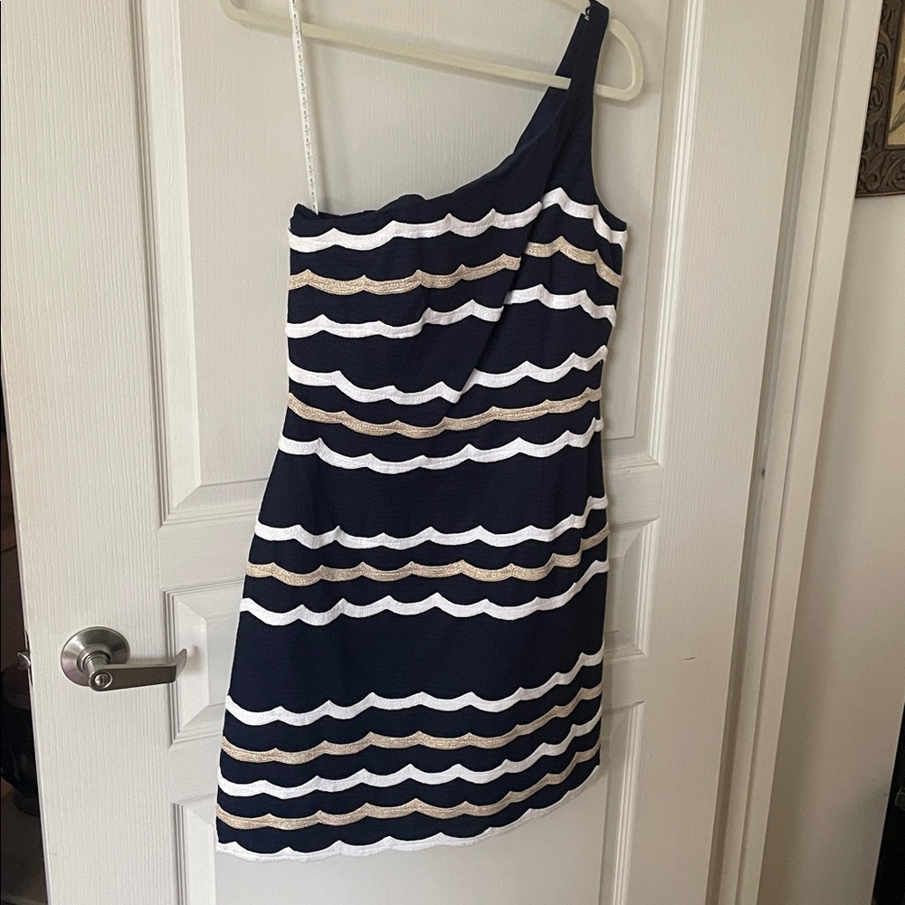 Lilly Pulitzer navy gold and white dress size 8